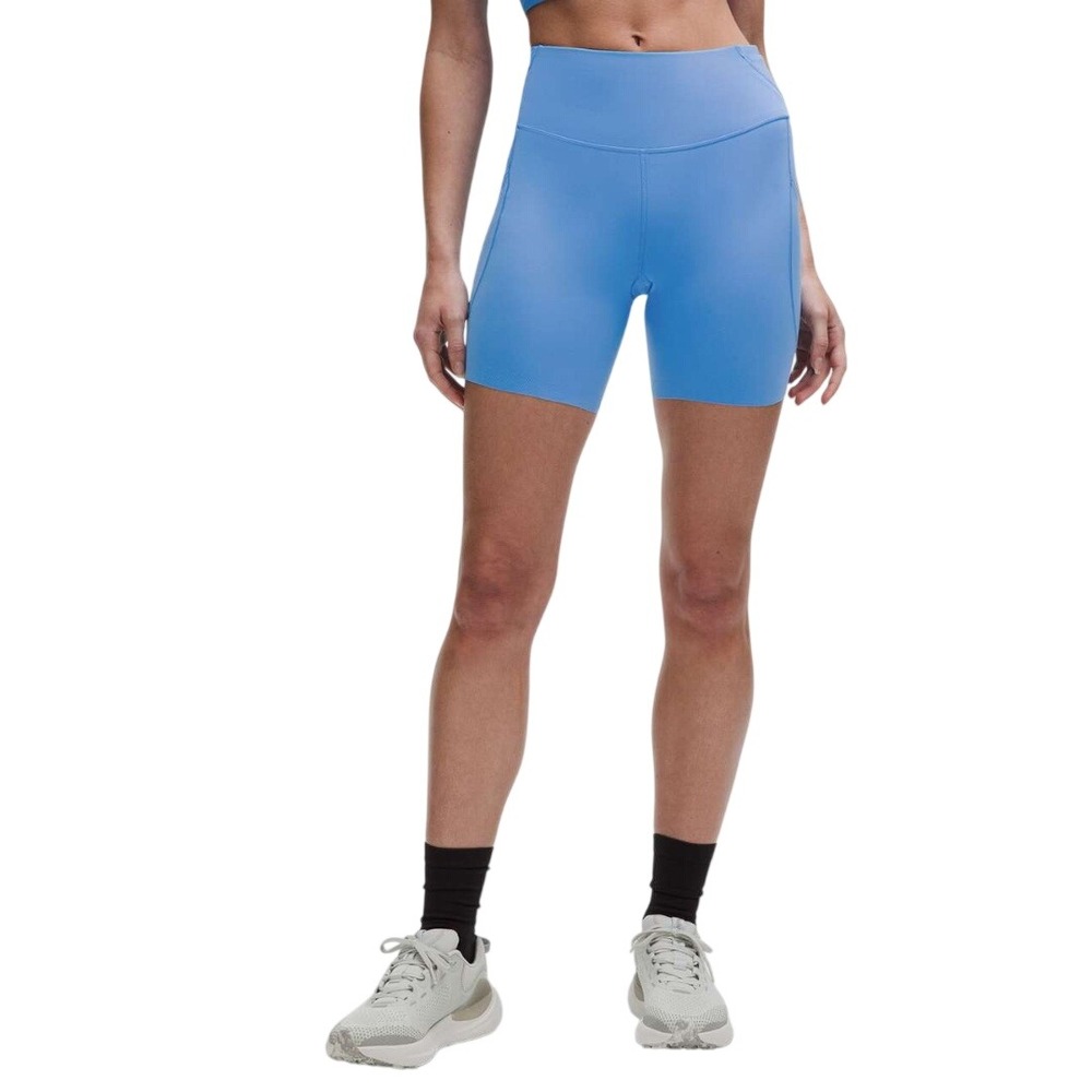 Lululemon Women's Pool Party Blue Fast and Free HR Shorts 6" Pockets Size 6